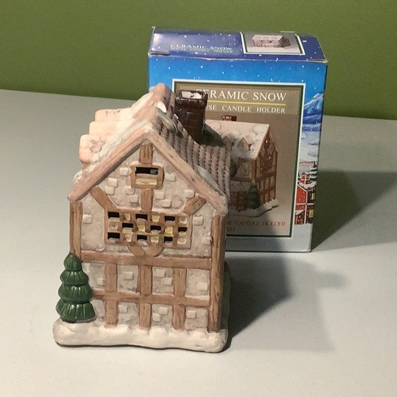 Ceramic Snow Grocery Store candle holder - Picture 4 of 5